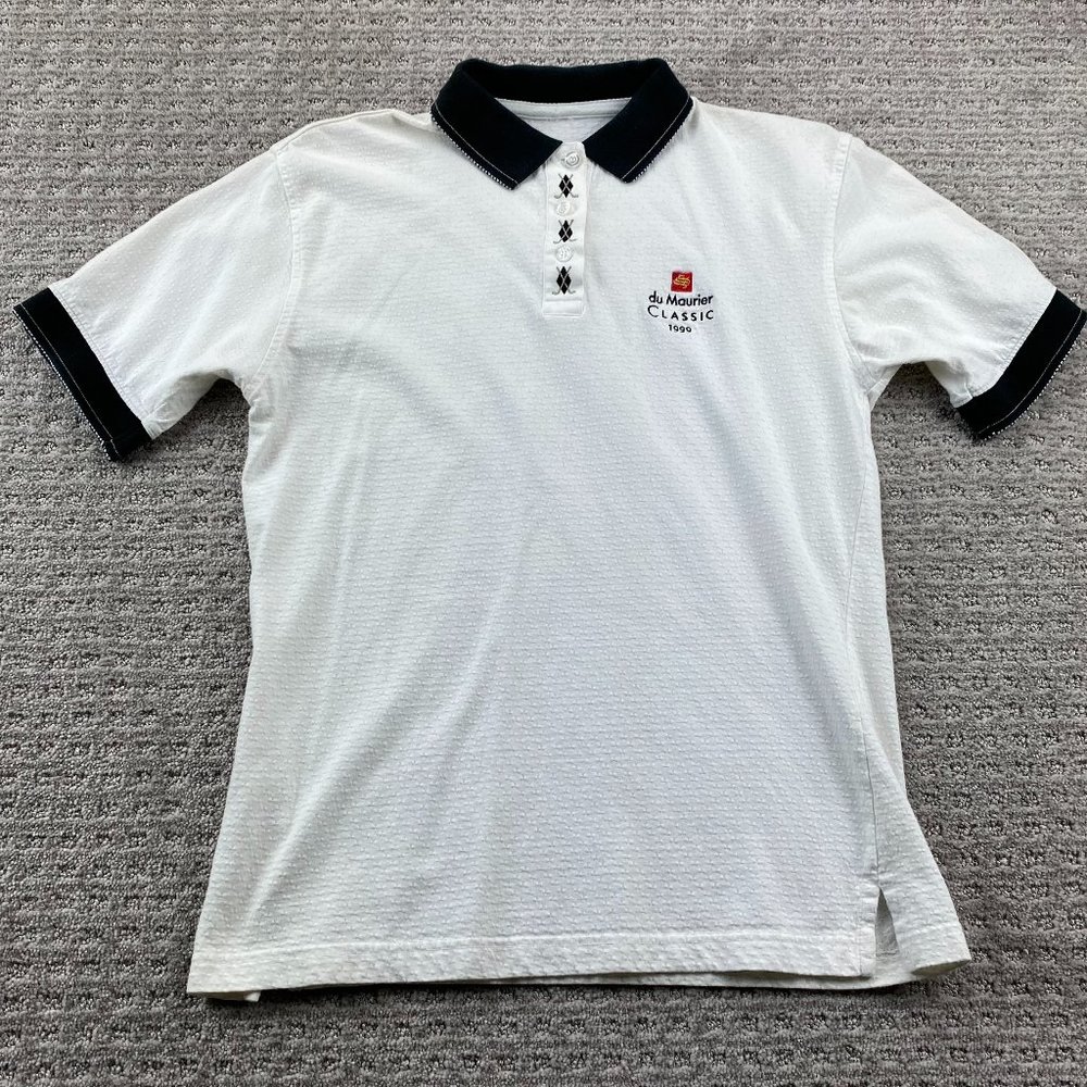 Vintage 1999 du MAURIER Classics Golf Shirt Women Small S White PRIDDIS GREENS